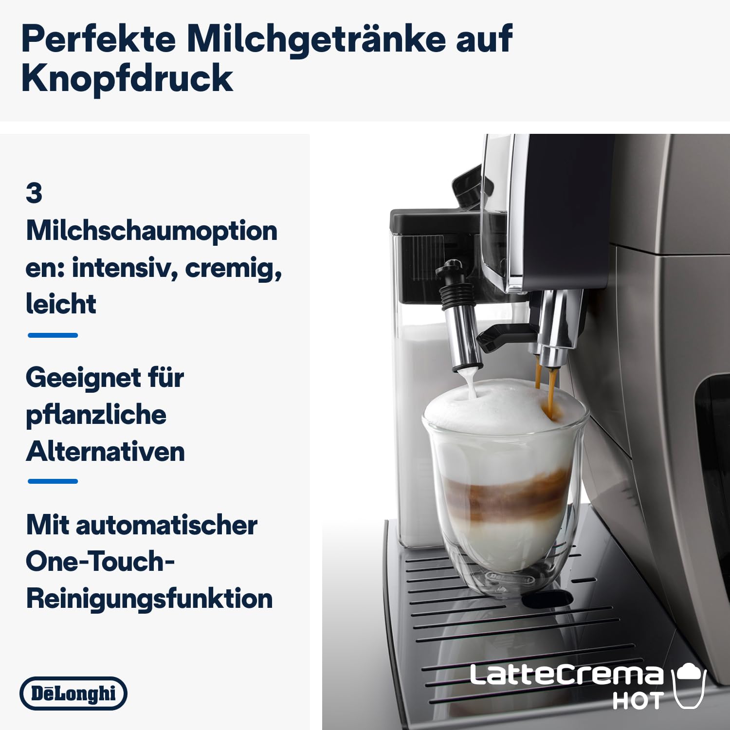 De’Longhi Dinamica Plus ECAM380.95.TB Kaffeevollautomat LatteCrema Titan Schwarz