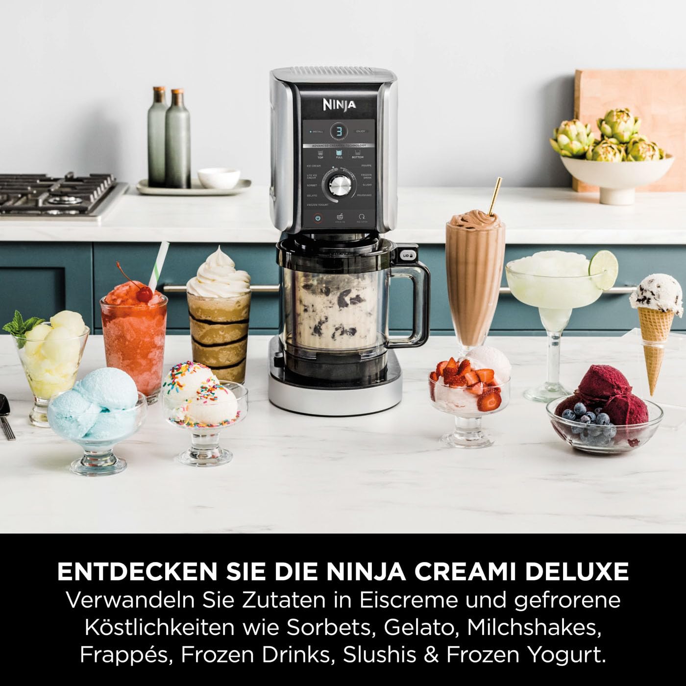 Ninja CREAMi Deluxe NC502EU Ice Cream Maker 2 Cups Silver