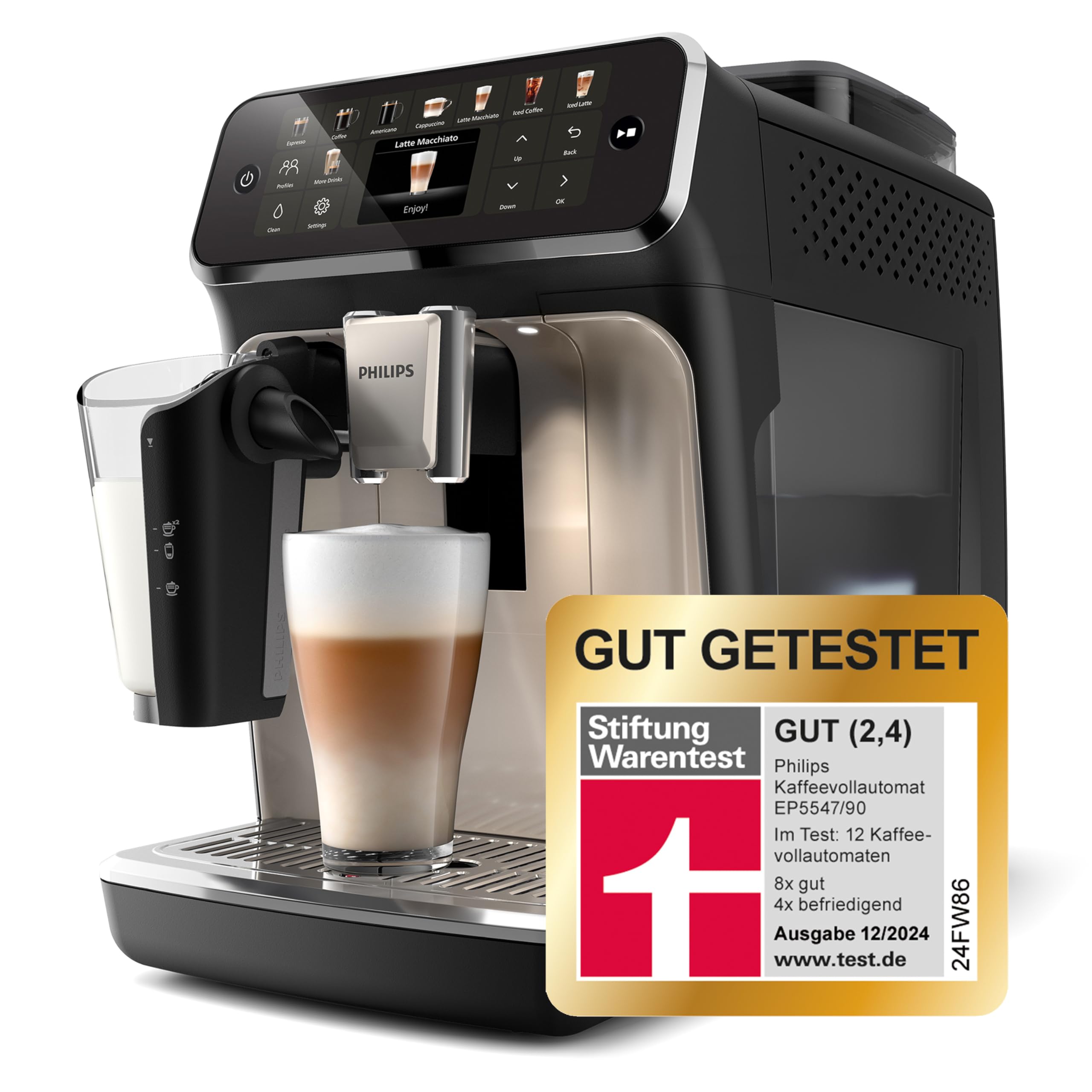 Philips Serie 5500 EP5547/90 Kaffeevollautomat LatteGo Schwarz Verchromt