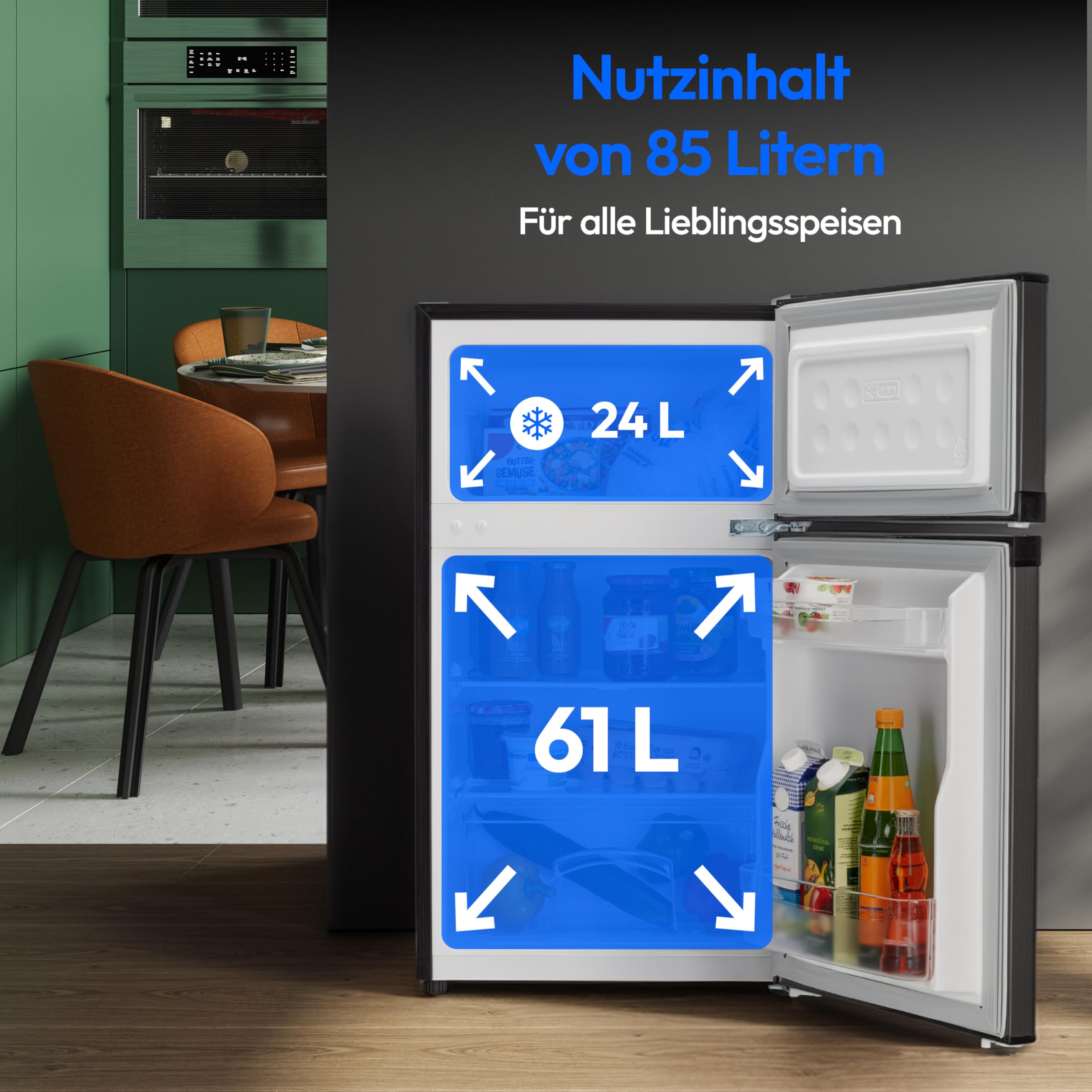 MEDION MD 37689 Mini Kühl-Gefrierkombination 85 L Grau