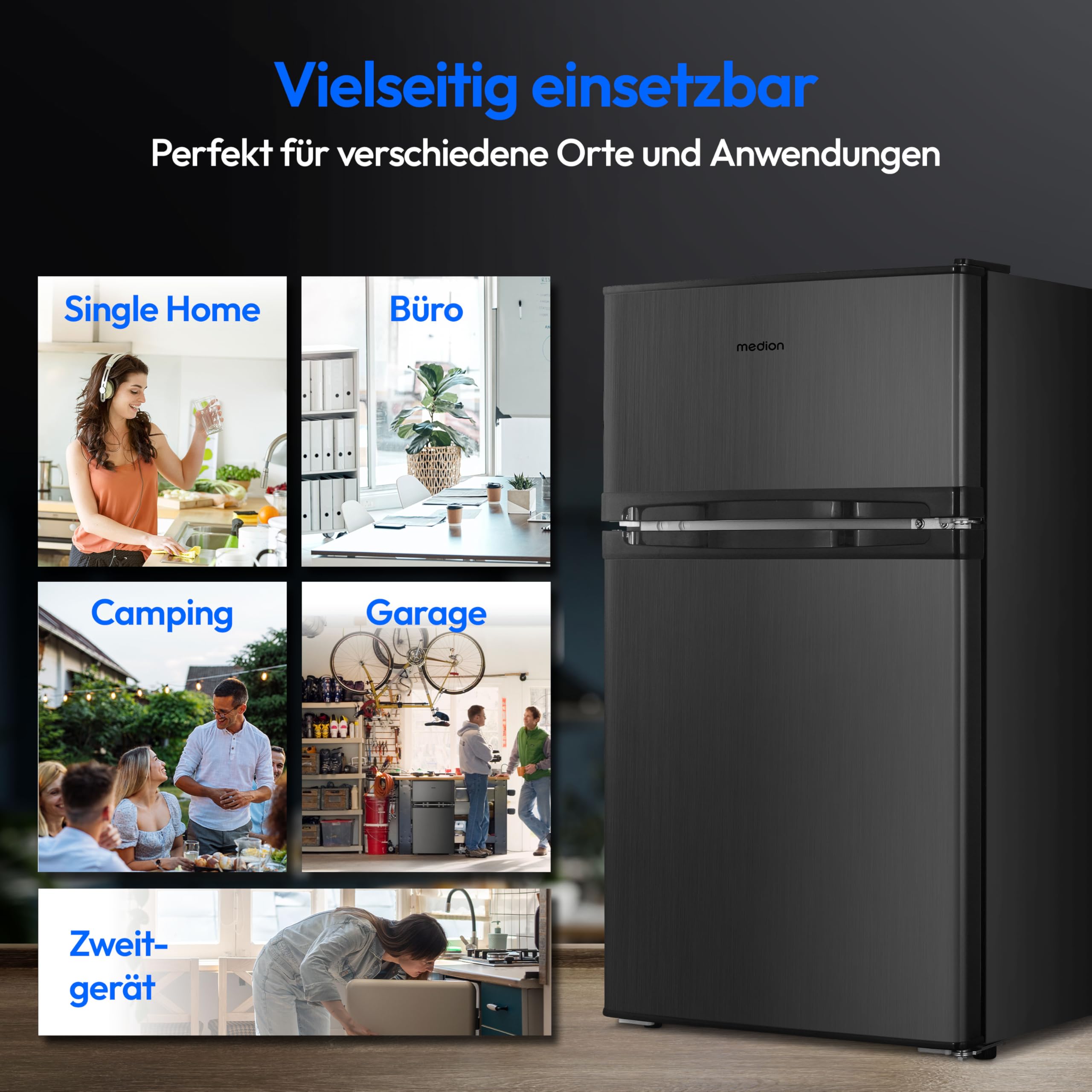 MEDION MD 37689 Mini Kühl-Gefrierkombination 85 L Grau