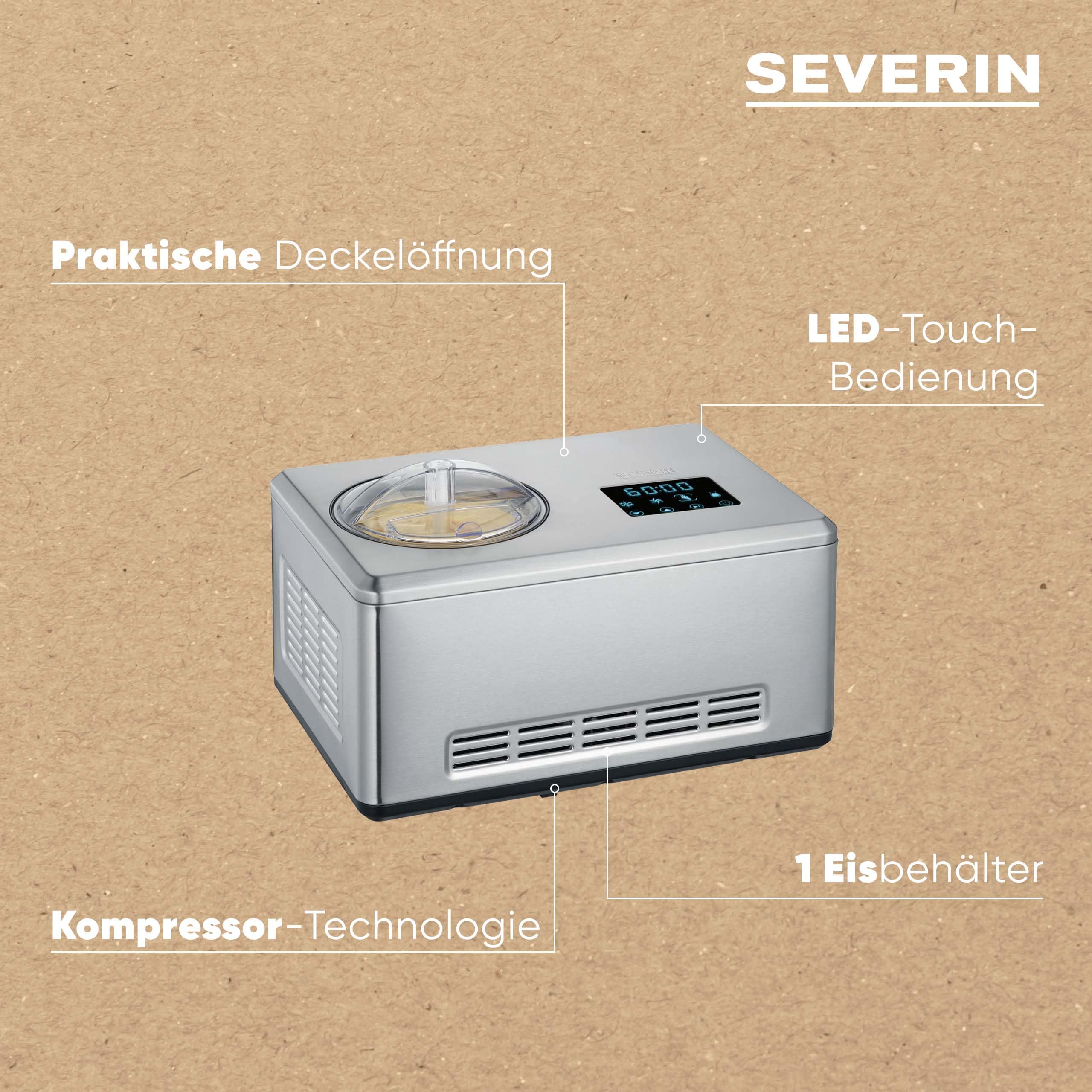 SEVERIN EZ 7405 2-in-1 Eismaschine mit Kompressor Edelstahl