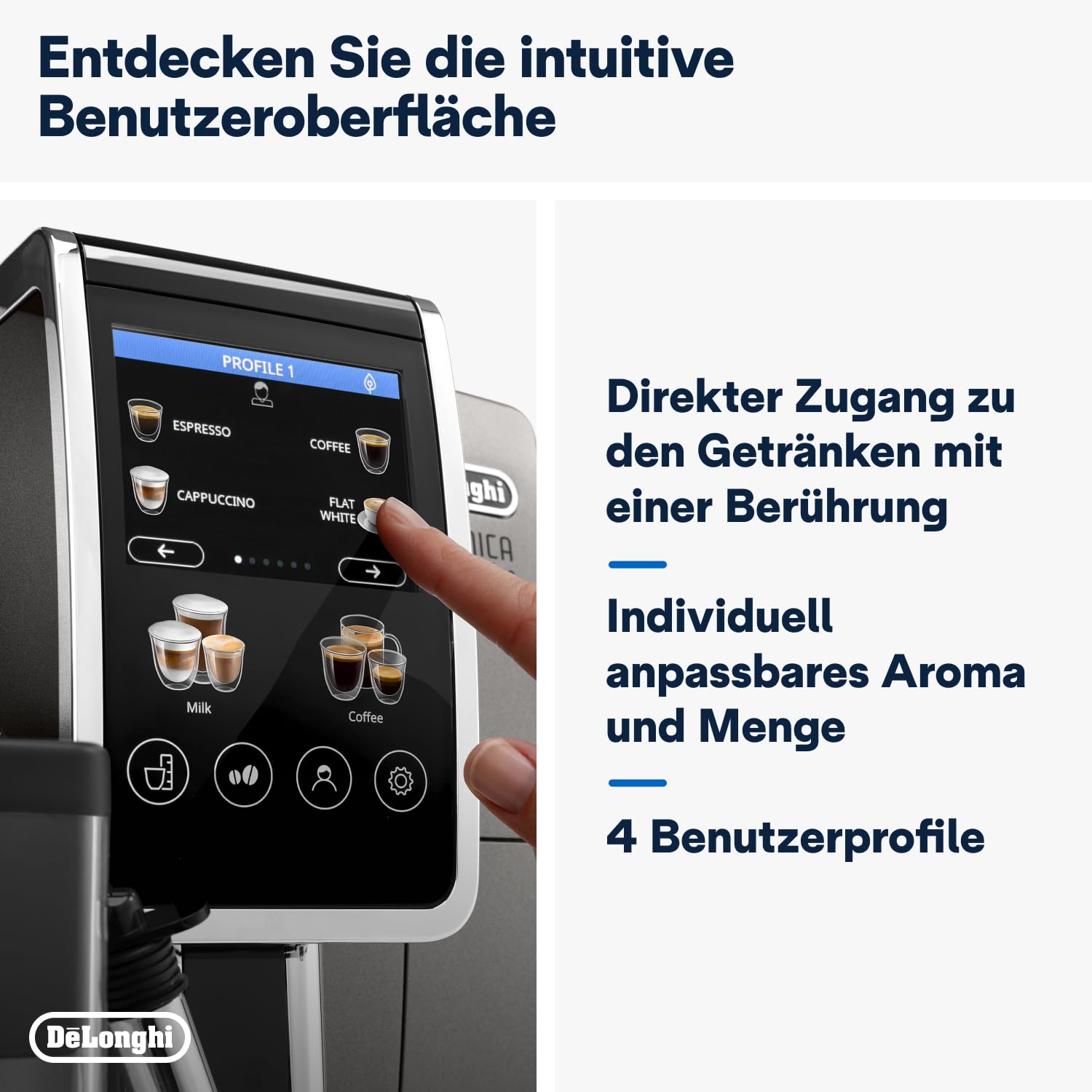 De’Longhi Dinamica Plus ECAM380.95.TB Kaffeevollautomat LatteCrema Titan Schwarz