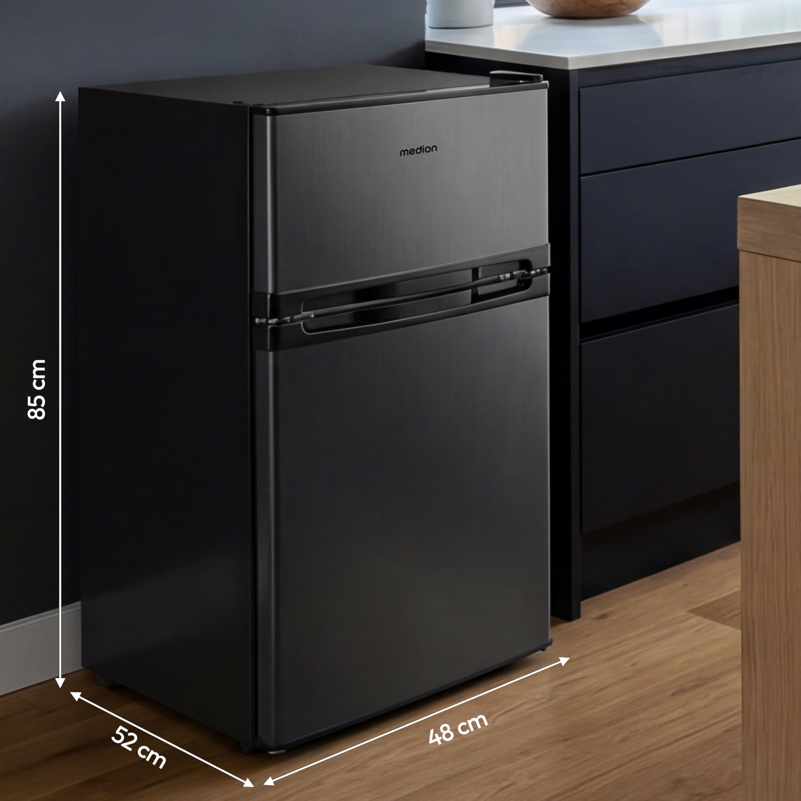 MEDION MD 37689 Mini Kühl-Gefrierkombination 85 L Grau