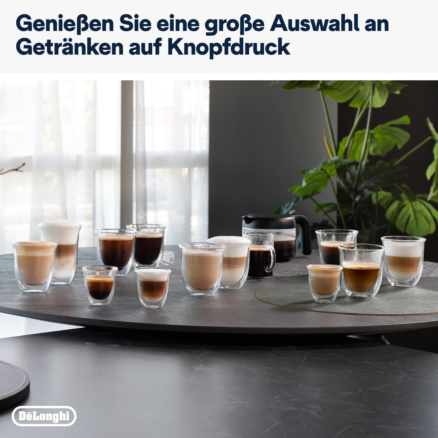 De’Longhi Dinamica Plus ECAM380.95.TB Kaffeevollautomat LatteCrema Titan Schwarz
