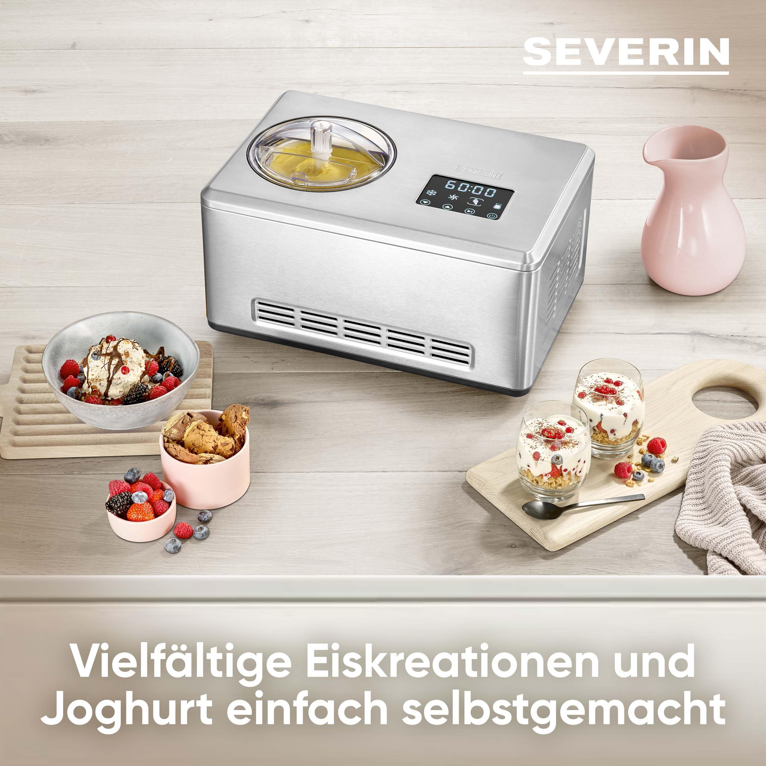 SEVERIN EZ 7405 2-in-1 Eismaschine mit Kompressor Edelstahl